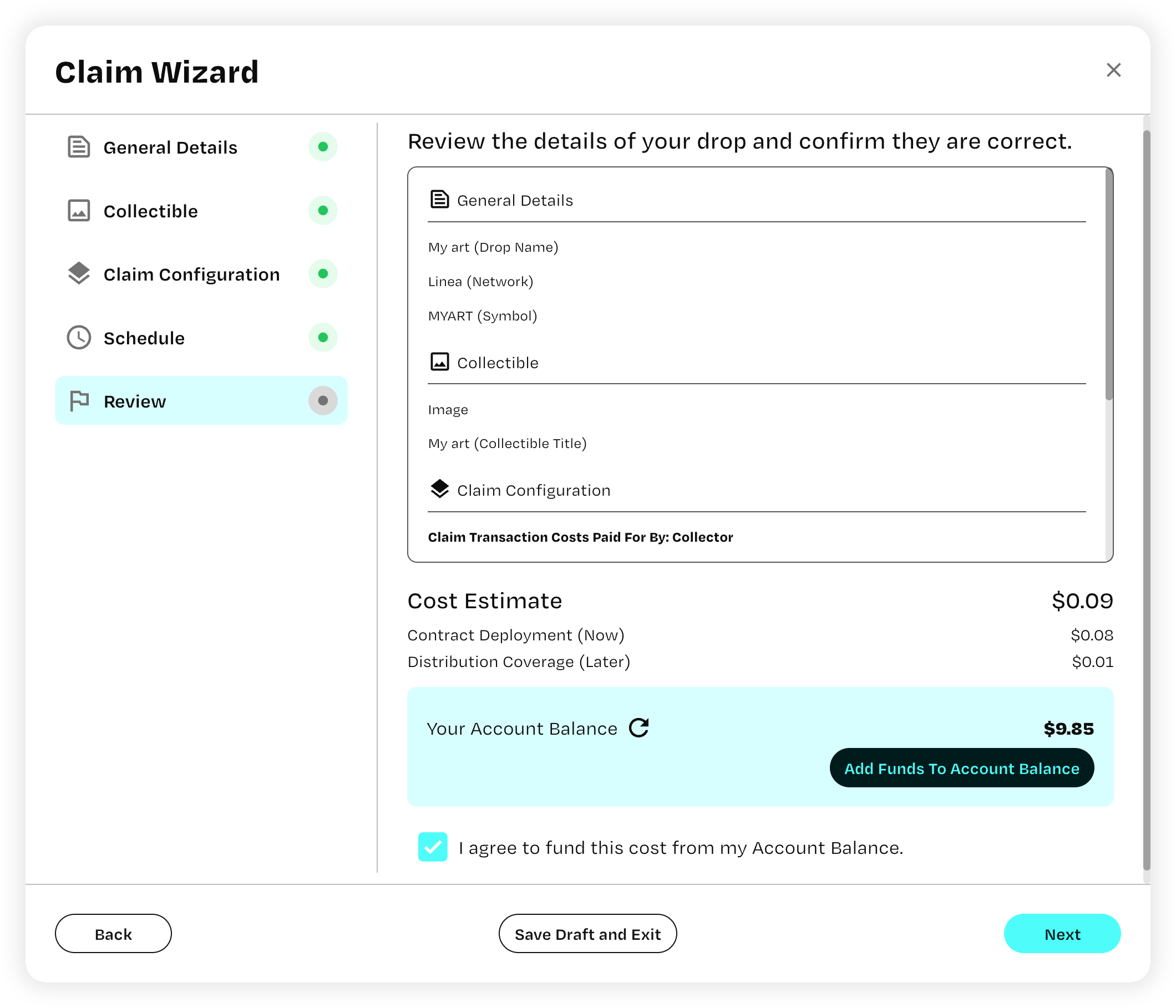 Phosphor create a claim modal