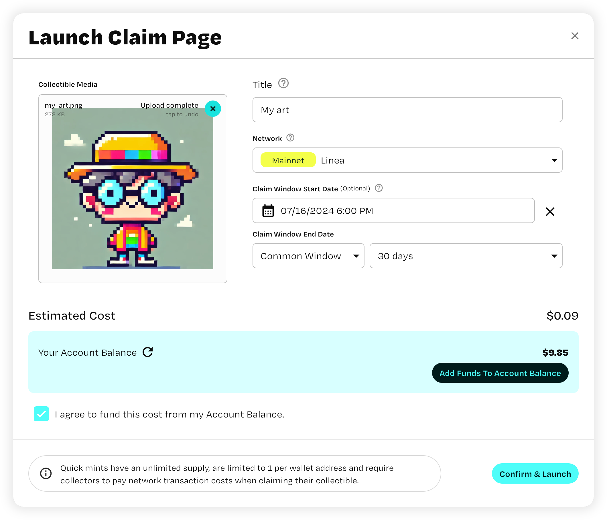 Phosphor quick claim modal