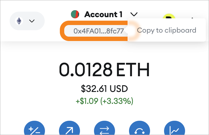 MetaMask copy public address