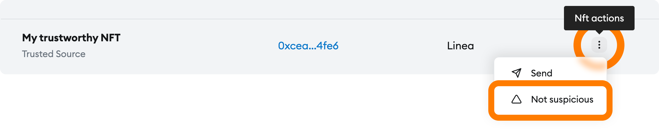 MetaMask Portfolio mark NFT as not suspicious