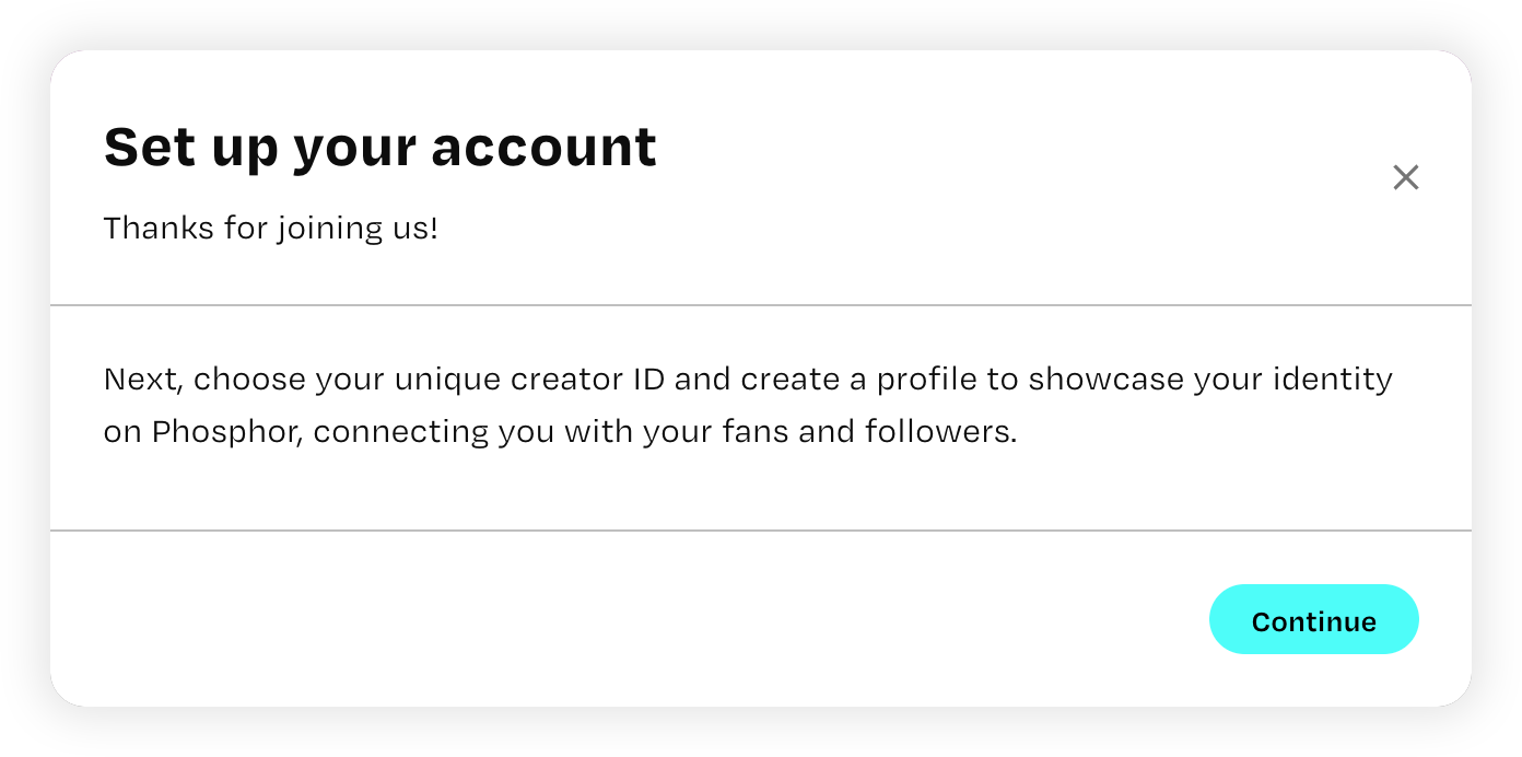 Phosphor account setup