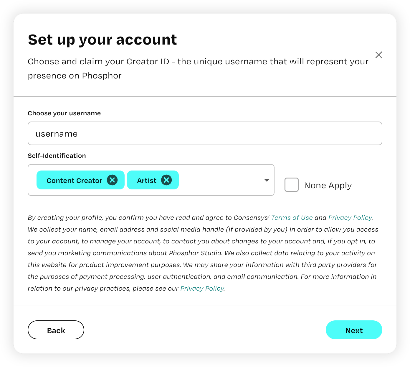 Phosphor account setup