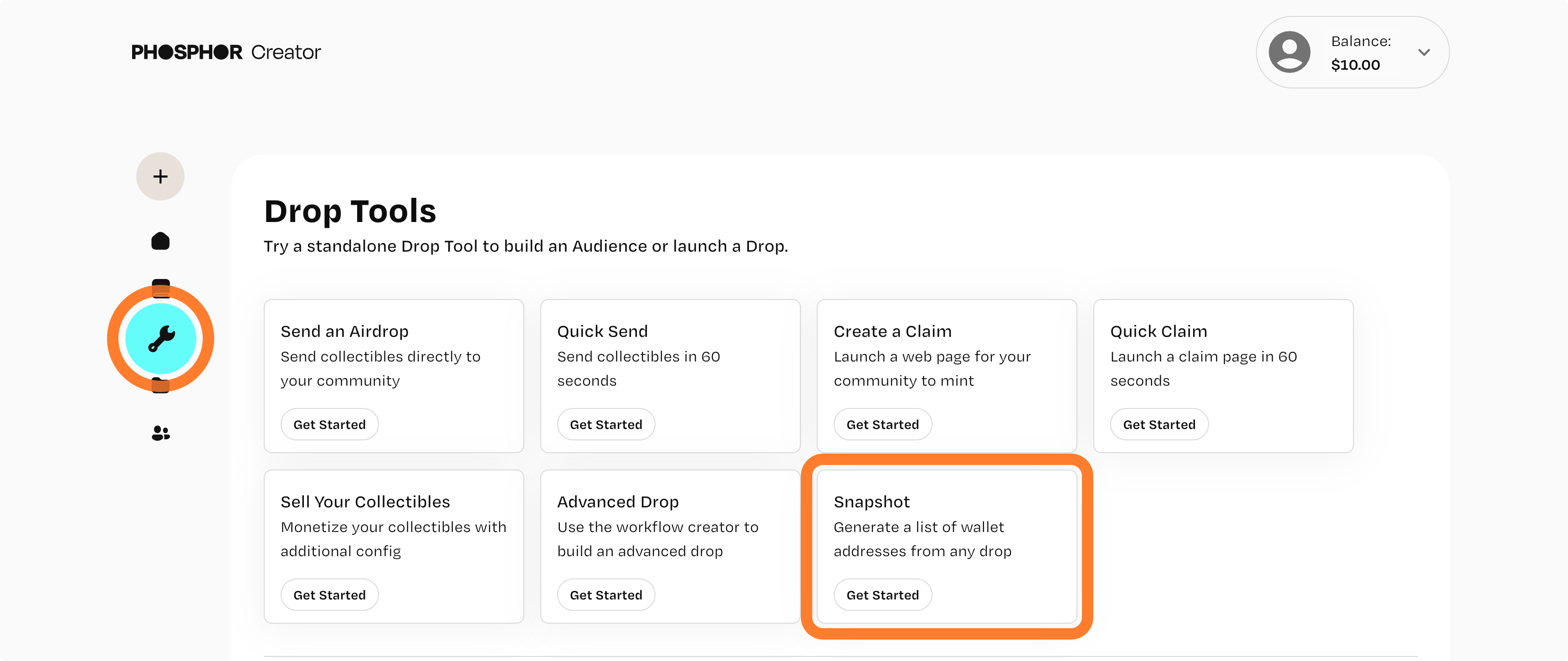 Phosphor drop tools snapshot