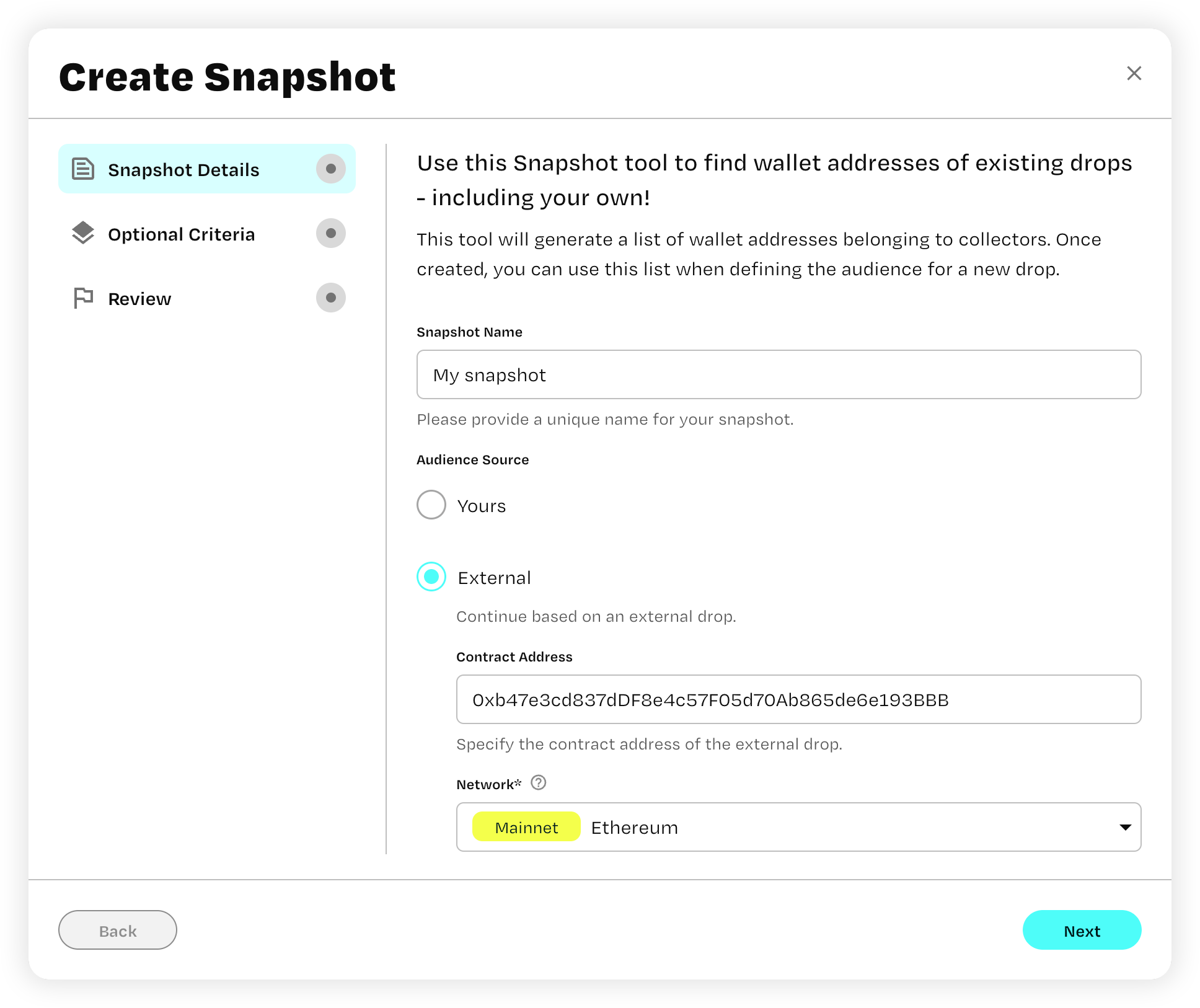 Phosphor snapshot modal