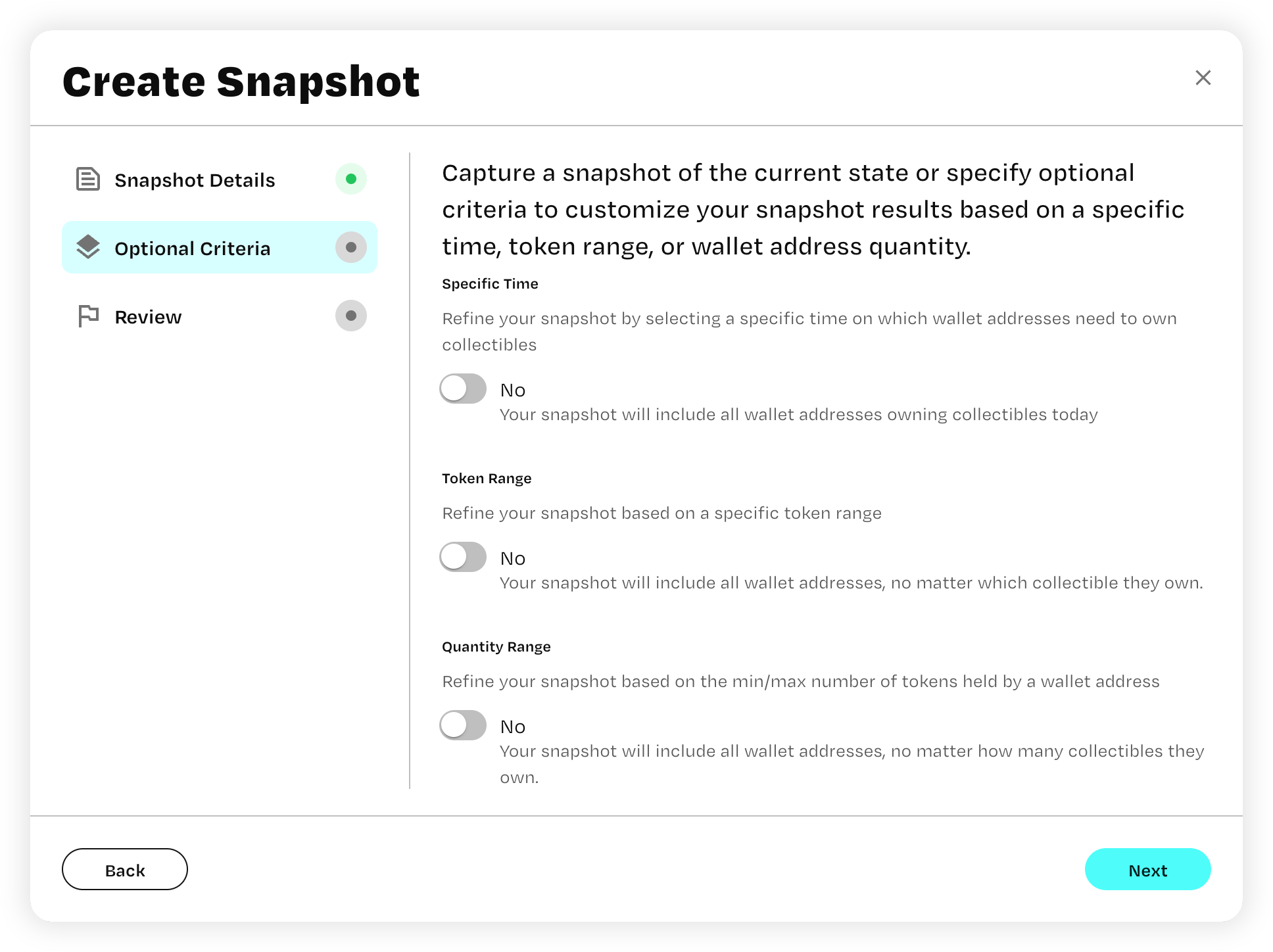 Phosphor snapshot modal