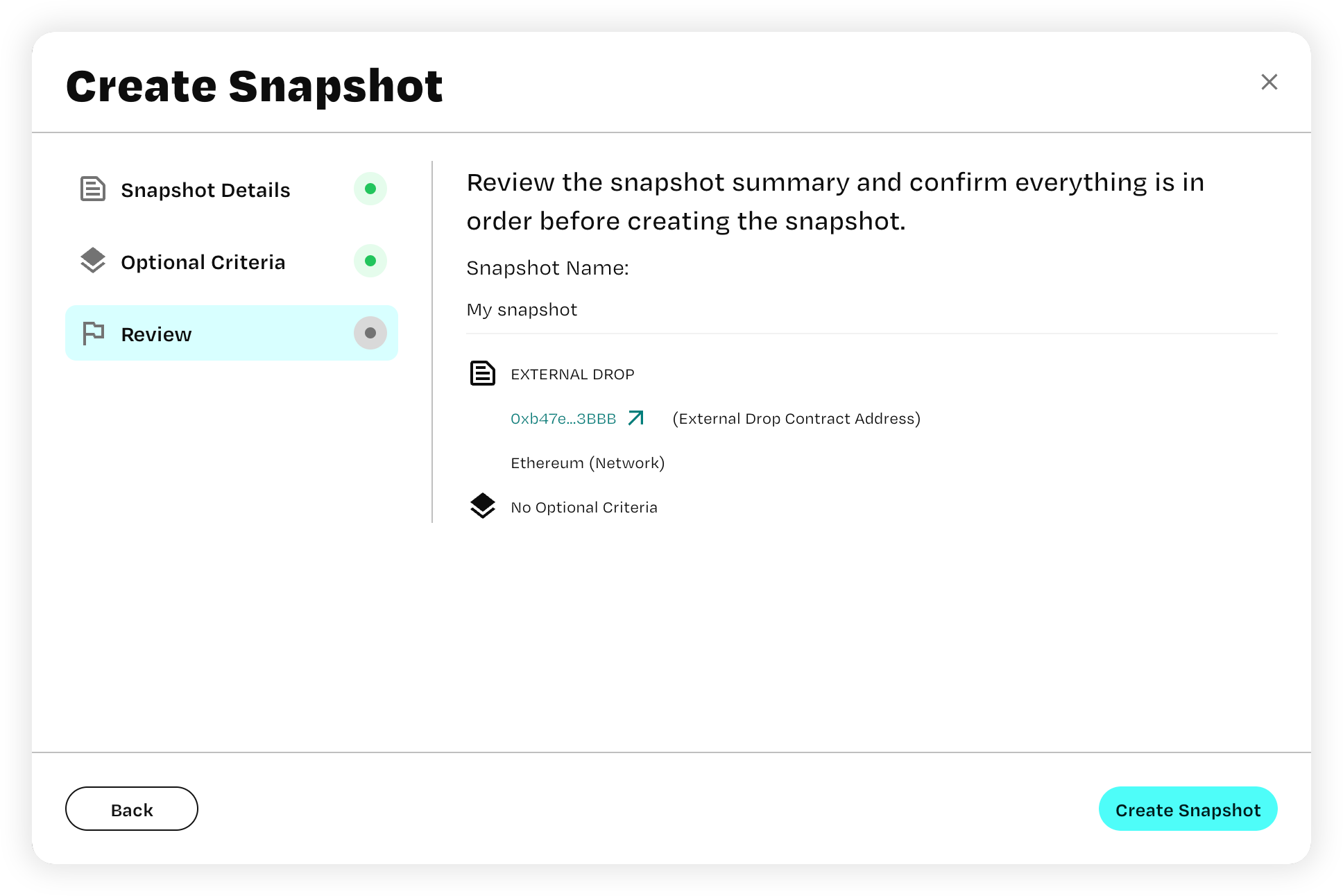 Phosphor snapshot modal